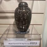 Rounded Top Black and Gold Urn